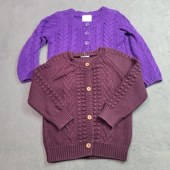 Hanna Andersson Other - Hanna Andersson Girls Purple Plum Cardigan Sweater Bundle Size 100 3T 4T 2 Pack